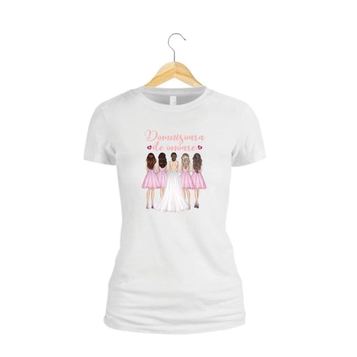 Tricou domnisoara de onoare personalizat, Bumbac, Alb, TMD0019.1 - imagine 2