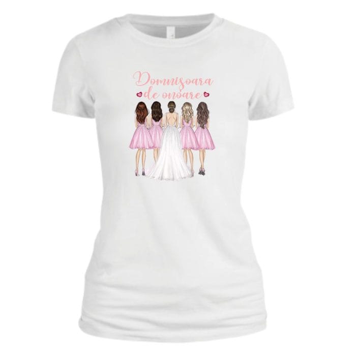Tricou domnisoara de onoare personalizat, Bumbac, Alb, TMD0019.1 - imagine 1
