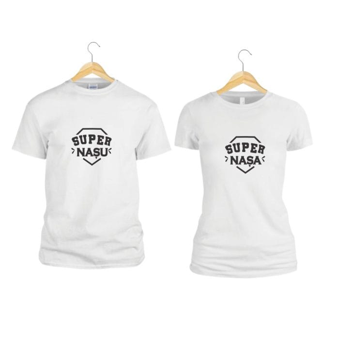 Set 2 Tricouri personalizate, Nasi, Bumbac, Alb, TNM002 - imagine 2