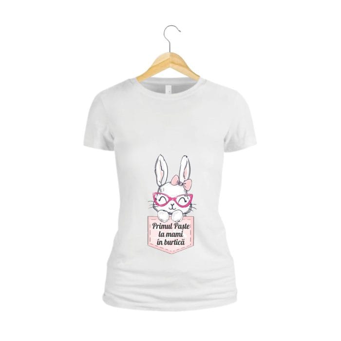 Tricou Pentru Paste, Viitoare mamica, Gravida, Bumbac, Alb, TP17 - imagine 2