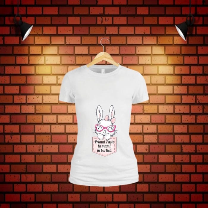 Tricou Pentru Paste, Viitoare mamica, Gravida, Bumbac, Alb, TP17 - imagine 5