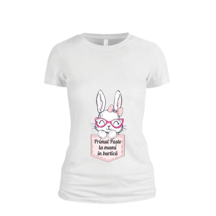 Tricou Pentru Paste, Viitoare mamica, Gravida, Bumbac, Alb, TP17 - imagine 1