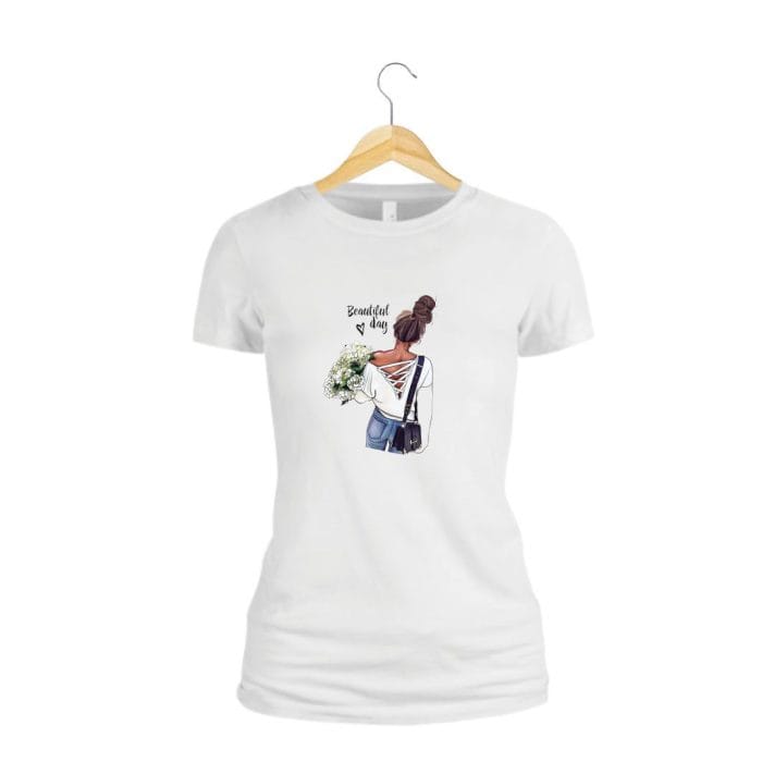 Tricou dama, Beautiful Day, Bumbac, Alb, TU39 - imagine 2