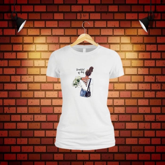 Tricou dama, Beautiful Day, Bumbac, Alb, TU39 - imagine 5