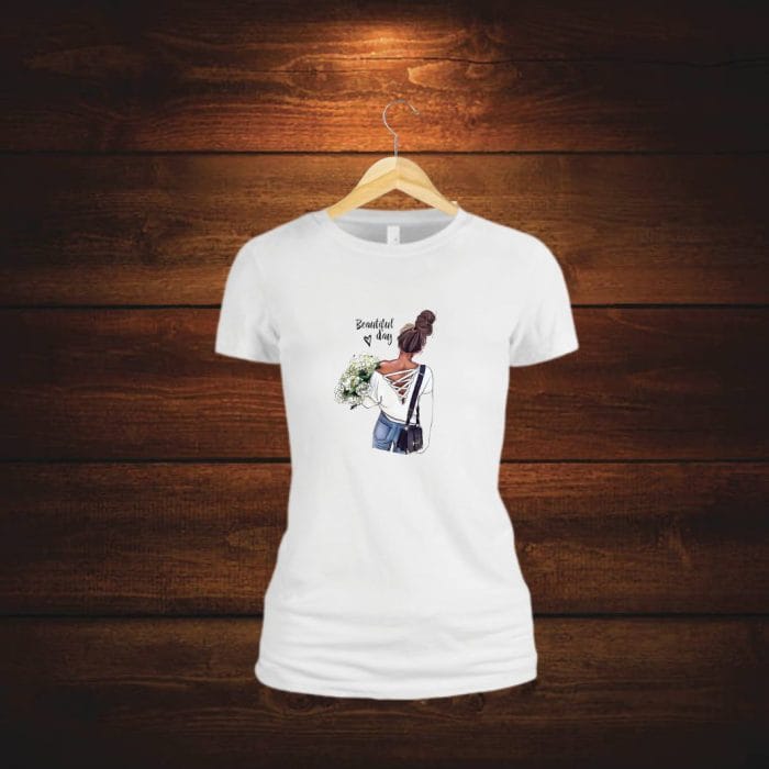 Tricou dama, Beautiful Day, Bumbac, Alb, TU39 - imagine 4