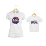 Set 2 Tricouri , Mama-fiica, Bumbac, Alb, TU44 - imagine 2