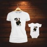 Set 2 Tricouri , Mama-fiica, Bumbac, Alb, TU48 - imagine 3