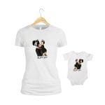 Set 2 Tricouri , Mama-fiica, Bumbac, Alb, TU48 - imagine 2