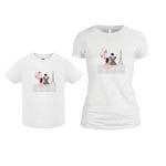 Set 2 Tricouri , Mama-fiica, Bumbac, Alb, TU59