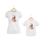 Set 2 Tricouri , Mama-fiica, Bumbac, Alb, TU61 - imagine 2