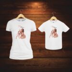 Set 2 Tricouri , Mama-fiica, Bumbac, Alb, TU61 - imagine 3