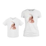 Set 2 Tricouri , Mama-fiica, Bumbac, Alb, TU61