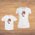 Set 2 Tricouri , Mama-fiica, Bumbac, Alb, TU63 - imagine 4