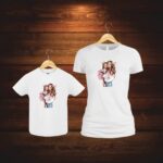 Set 2 Tricouri , Mama-fiica, Bumbac, Alb, TU63 - imagine 3