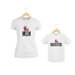 Set 2 Tricouri , Mama-fiica, Bumbac, Alb, TU64 - imagine 2