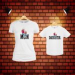 Set 2 Tricouri , Mama-fiica, Bumbac, Alb, TU64 - imagine 5