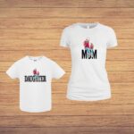 Set 2 Tricouri , Mama-fiica, Bumbac, Alb, TU64 - imagine 4