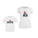 Set 2 Tricouri , Mama-fiica, Bumbac, Alb, TU64