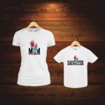 Set 2 Tricouri , Mama-fiica, Bumbac, Alb, TU64 - imagine 3