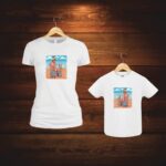 Set 2 Tricouri , Mama-fiica, Bumbac, Alb, TU65 - imagine 5