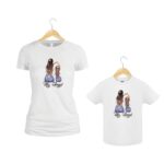 Set 2 Tricouri , Mama-fiica, Bumbac, Alb, TU66 - imagine 2