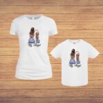 Set 2 Tricouri , Mama-fiica, Bumbac, Alb, TU66 - imagine 4