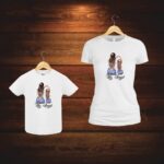 Set 2 Tricouri , Mama-fiica, Bumbac, Alb, TU66 - imagine 3