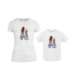 Set 2 Tricouri , Mama-fiica, Bumbac, Alb, TU66