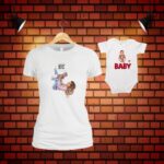 Set 2 Tricouri , Mama-fiica, Bumbac, Alb, TU68 - imagine 5