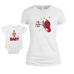 Set 2 Tricouri , Mama-fiica, Bumbac, Alb, TU70