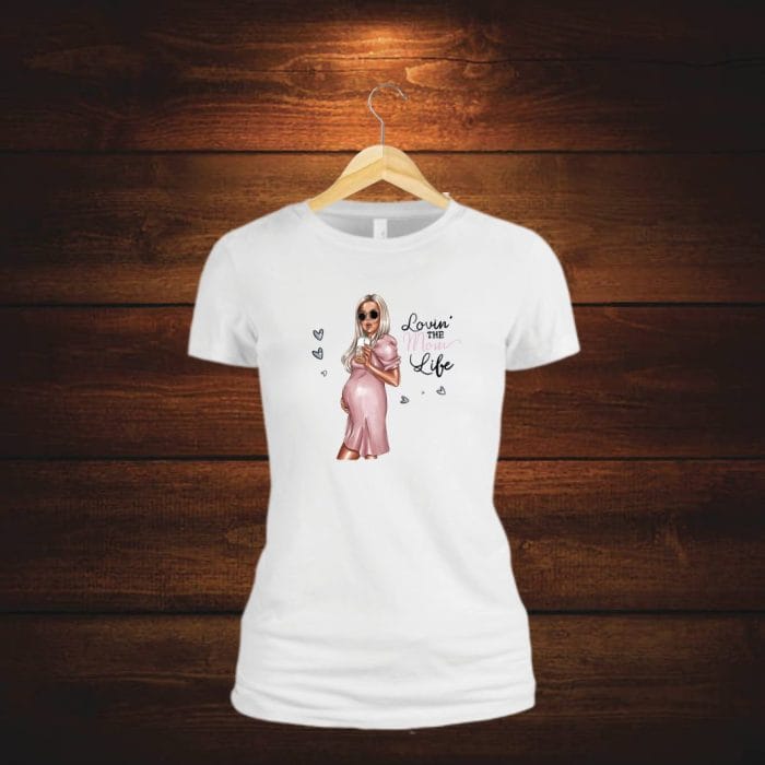 Tricou dama, Lovin The Mom Life, Bumbac, Alb, TU71 - imagine 3