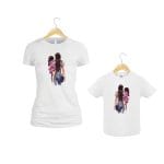 Set 2 Tricouri , Mama-fiica, Bumbac, Alb, TU77 - imagine 2