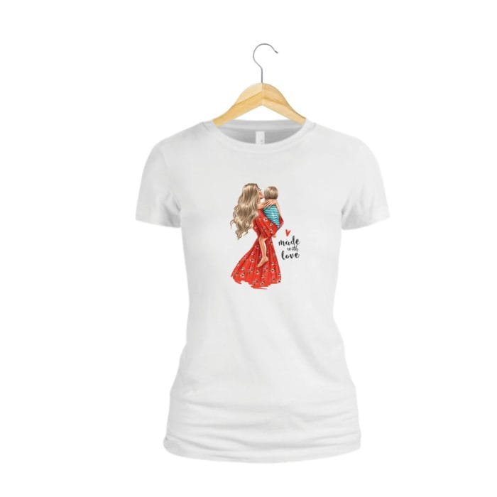 Tricou dama, Made With Love, Bumbac, Alb, TU78 - imagine 2