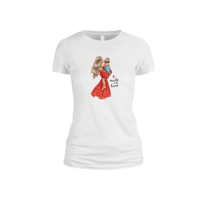 Tricou dama, Made With Love, Bumbac, Alb, TU78 - imagine 1