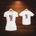 Set 2 Tricouri , Mama-fiica, Bumbac, Alb, TU82 - imagine 3