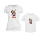 Set 2 Tricouri , Mama-fiica, Bumbac, Alb, TU82