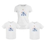 Set 3 Tricouri , Mama-fiica-fiu, Bumbac, Alb, TU83