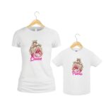 Set 2 Tricouri , Mama-fiica, Bumbac, Alb, TU90 - imagine 2
