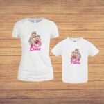 Set 2 Tricouri , Mama-fiica, Bumbac, Alb, TU90 - imagine 3