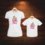 Set 2 Tricouri , Mama-fiica, Bumbac, Alb, TU90 - imagine 5