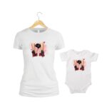 Set 2 Tricouri , Mama-fiica, Bumbac, Alb, TU91 - imagine 2