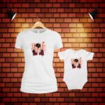 Set 2 Tricouri , Mama-fiica, Bumbac, Alb, TU91 - imagine 5