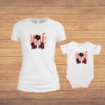 Set 2 Tricouri , Mama-fiica, Bumbac, Alb, TU91 - imagine 4