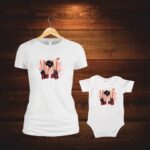 Set 2 Tricouri , Mama-fiica, Bumbac, Alb, TU91 - imagine 3