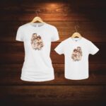 Set 2 Tricouri , Mama-fiica, Bumbac, Alb, TU92 - imagine 3