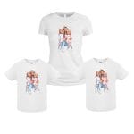 Set 3 Tricouri, Mama-fiica, Bumbac, Alb, TU93
