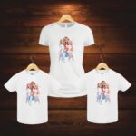 Set 3 Tricouri, Mama-fiica, Bumbac, Alb, TU93 - imagine 4