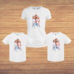 Set 3 Tricouri, Mama-fiica, Bumbac, Alb, TU93 - imagine 3