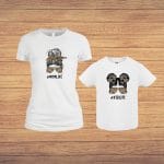 Set 2 Tricouri , Mama-fiica, Bumbac, Alb, TU97 - imagine 4