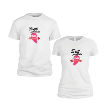 Tricouri Cuplu Asortate Alb Tu105